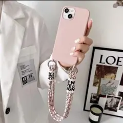 iPhoneケース　iPhone12mini他　ショルダー　紐付　肩がけ　ピンク