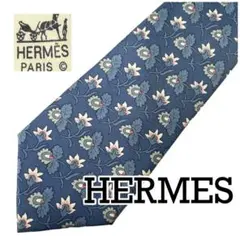 HERMES エルメス 総柄 ネクタイ シルク100 ネイビー クローバー - メルカリ
