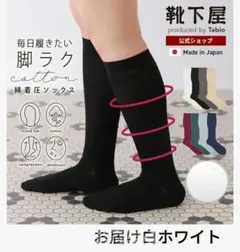 【Tabio美脚Labo】毎日履く綿着圧ソックス1足組　白ホワイトのサムネイル