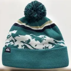美品★quick silver クイックシルバー★ボンボンニット帽★グリーン系