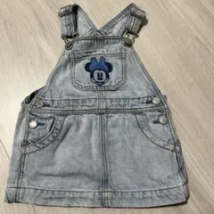 ミニーマウス刺繍デニムジャンバースカート