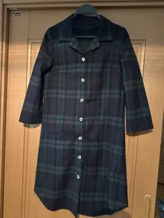 チェック柄 七分袖シャツワンピース