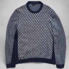 【希少XLサイズ】PRADA プラダ カシミヤ ニット 切替 総柄 セーターのサムネイル