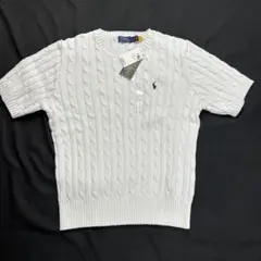 【新品タグ付き】ポロラルフローレン 半袖 ケーブルニット (サイズL)ポニー刺繍