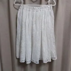 レーススカート リバーシブル ひざ丈 白 Mサイズ
