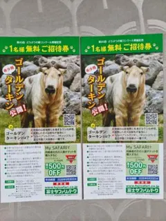 富士サファリパーク 1名様無料ご招待券 2枚セット　無料券　チケット　割引券のサムネイル