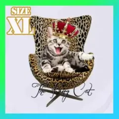 【人気】　猫　プリント　Tシャツ　カットソー　猫Tシャツ　XL　ホワイト　白T
