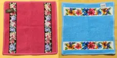 FEILERフェイラーハンドタオル赤水色薔薇2点セット