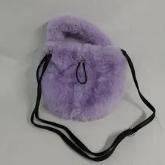 【未使用】 LOWRYSFARM フェイクファーキンチャクBAG パープル