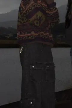 W.W.Gブラック カーゴパンツ ポケット SILVER JAM
