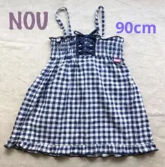 NOU ノウ　ワンピース　90cm ギンガムチェック　ネイビー