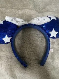 青いスパンコールカチューシャ 星リボン