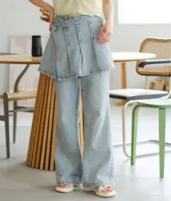 kastane プリーツスカート付きフレアデニム 1