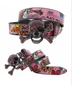 y2k Graffiti Eyes Print Belt AFB archive