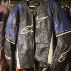 Alpinestars レザージャケット 本革 ブラック ブルー プロテクター付