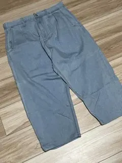 訳あり WORKMAN WIDE DENIM パンツ ワイドイージーパンツ Lのサムネイル