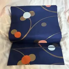 名古屋帯 ネイビー 円形模様