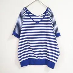 ロペピクニック ドルマンスリーブ カットソー ボーダー ブルー 38 Mサイズ