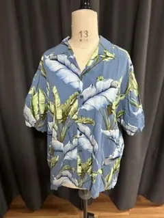 KALAHEO カラヘオ アロハシャツ L バナナリーフ 青 ハワイ製