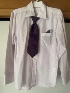 130サイズ ストライプシャツ ネクタイセット フォーマル