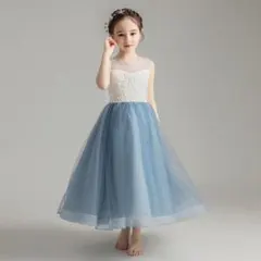 ピアノ発表会 結婚式用 子どもドレス アイスブルードレス 120cm
