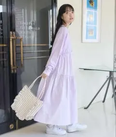 フリークスストア☆裾フリルピグメントロングスリーブワンピース