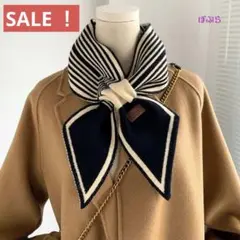 【新品】男女兼用　おしゃれ　スリムマフラー　千鳥格子 　ブラック×アイボリー　a