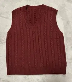 JK Vネック XL スクールベスト 制服ベスト ワインレッド 赤 - メルカリ