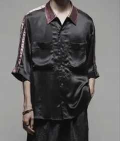 Casper John 楊柳サテンボーリングシャツ　ブラックのサムネイル