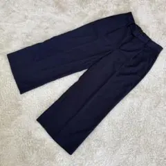 【GU】XL ワイドパンツ ネイビー ストライプ柄