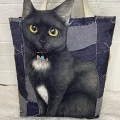 コヤンイサムチョン　黒猫ちゃん　大きめ　トートバッグ　三毛猫ボア　ショルスト付き
