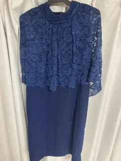 レース切替ワンピース ネイビー パーティー L