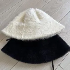 SHEIN シーイン ファー バケットハット 白 黒
