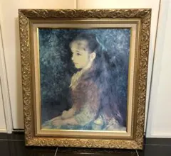 ★秀作★手書き油絵 ルノワール レース帽子の少女 額付 肉筆絵画 油彩画 ☆秀作☆手書き油絵 ルノワール レース帽子の少女 額付 肉筆絵画 油彩