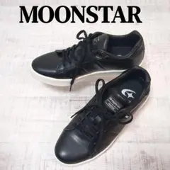 【美品】23㎝ MOONSTAR ブラック スニーカー レザー調