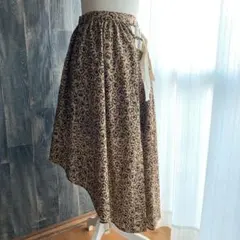 MURUA 新品未使用 アシンメトリースカート  ロング ヒョウ柄 サイドベルト