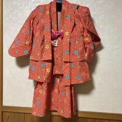 赤花柄着物 100cm~ 子供用着物