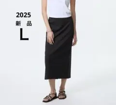 新品タグ付　Ｌ　ダブルフェイスナロースカート　ブラック　ユニクロUNIQLO黒