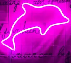 ネオンライト LED イルカ ピンク 壁飾り インテリア 看板 インスタ映え
