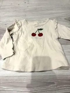 petit main チェリー刺繍 長袖Tシャツ