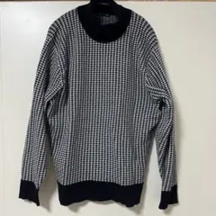 GU ジーユー タートルネックニット セーター 千鳥格子柄 L ブラック
