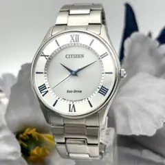 【稼働】CITIZEN エコドライブ ソーラー 腕時計 メンズ ブルー ビジネスのサムネイル