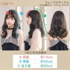 ウィッグ　ウェーブミディアム　ブラウニーブラック