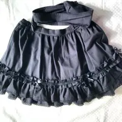 未使用難有り★ゴスロリ★黒★綿★パニエ内蔵スカート★ハンドメイド★Y2K