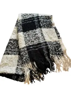 マフラー　コムサイズム　白黒　秋　冬