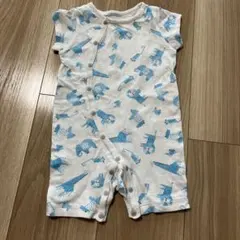 べべ　半袖カバーオール　70cm 動物　ブルー綿100% 春夏秋　新生児・ベビー
