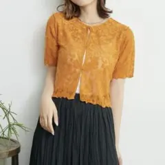RETRO GIRL 2wayパイルジャガードカーディガン Tシャツ 半袖のサムネイル