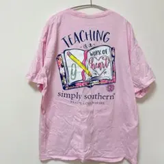 simply southern リンゴイラスト Tシャツ XL ピンク 半袖