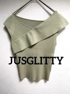 美品 JUSGLITTY オフショルダー リブトップス サイズ2のサムネイル