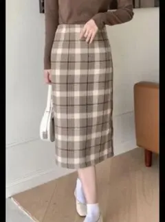 ABITOKYO アビトーキョー バックスリットチェックスカート